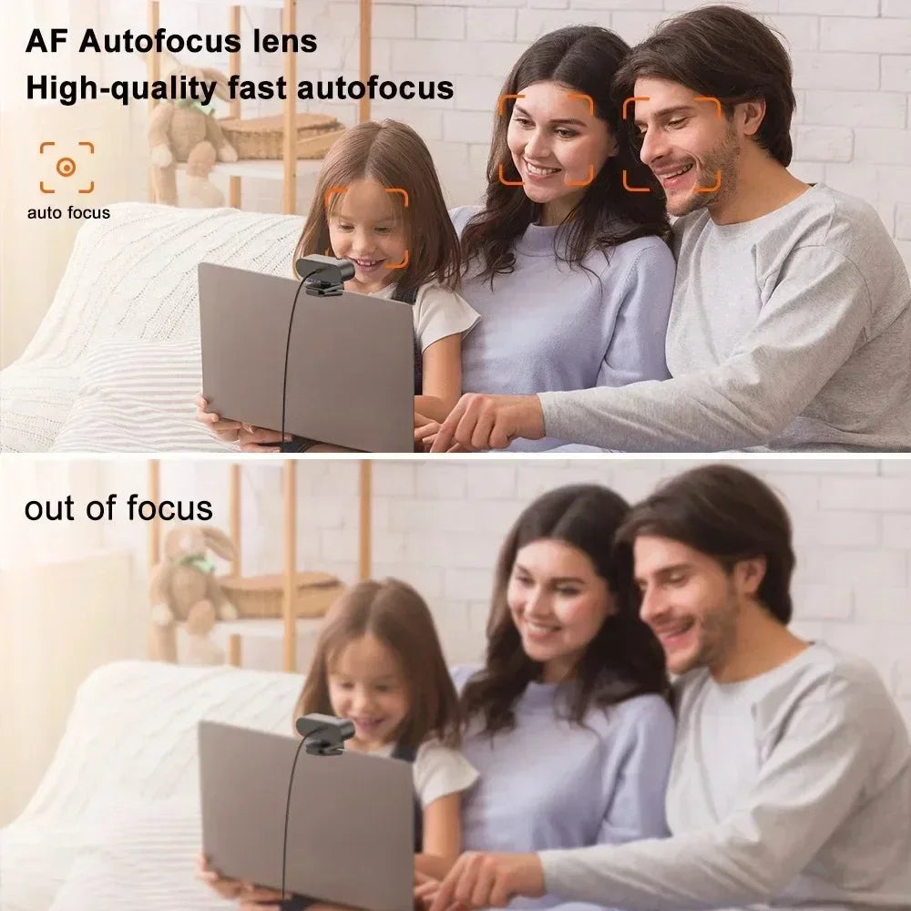 4K Full HD Webcam with Microphone Autofocus 8MP Website Camera for Windows PC Laptop IOS Macbook External Web Cam Video Calling