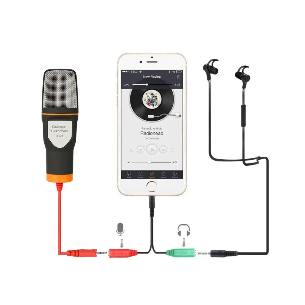 Microphone with Mic Stand, Professional 3.5mm Jack Recording Condenser Microphone Compatible with PC, Laptop, Singing and Gaming