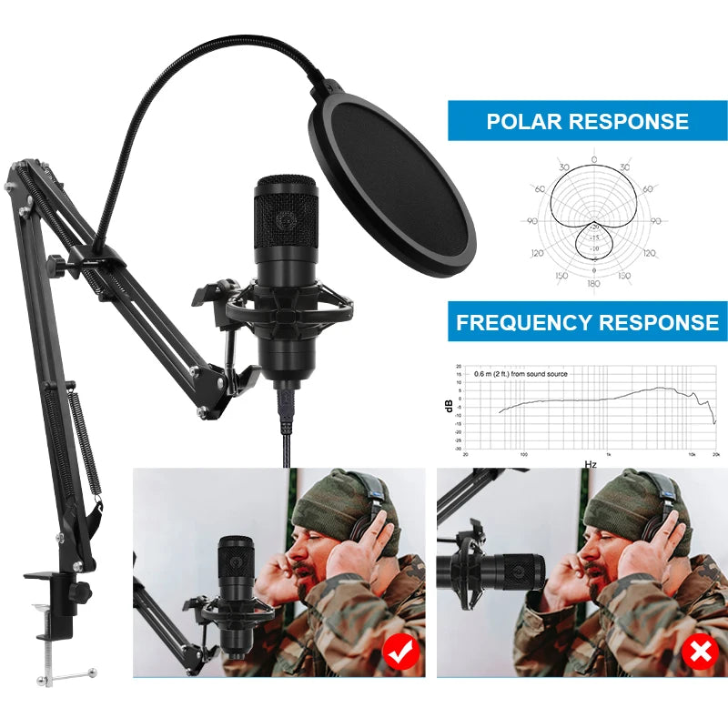 BM-800 Condenser Microphone Live Karaoke Song Chat Game Recording Microphone Mobile Phone Computer General Equipment
