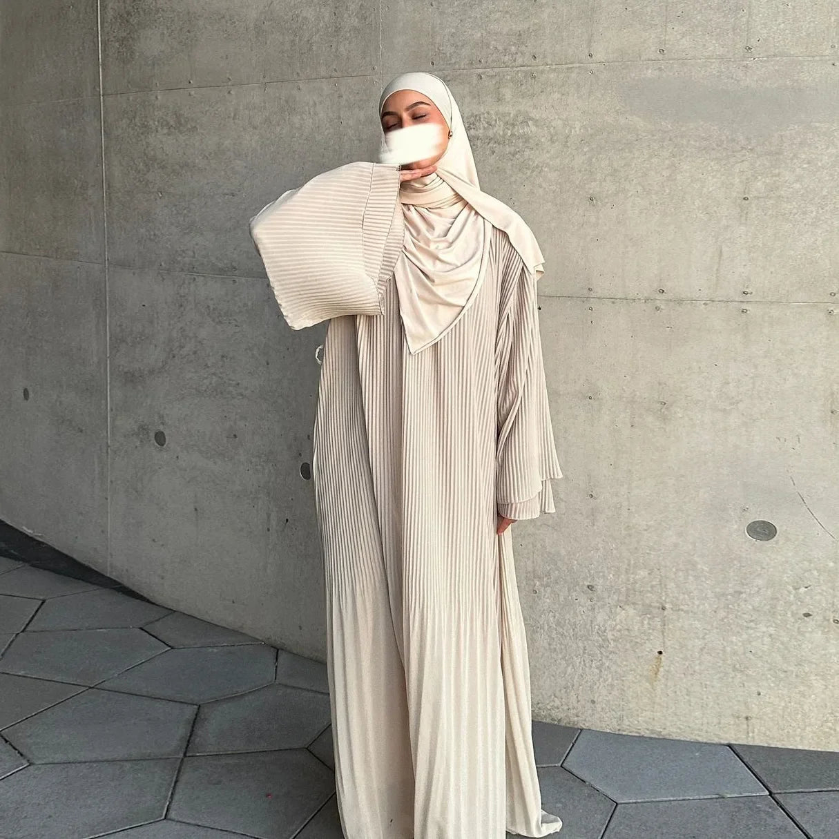 Eid Muslim Dress for Women Pleated Flare Sleeve Jalabiya Kaftan Islam Vestidos Arab Long Robe Ramadan Morocco Dubai Abayas 2025