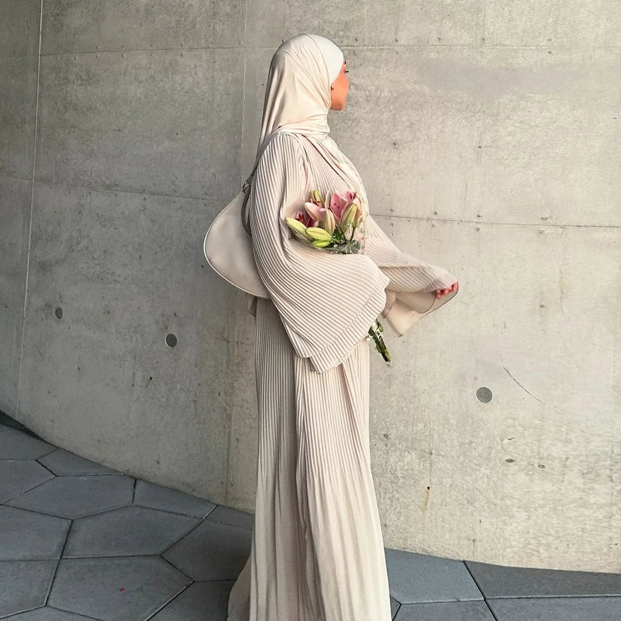 Eid Muslim Dress for Women Pleated Flare Sleeve Jalabiya Kaftan Islam Vestidos Arab Long Robe Ramadan Morocco Dubai Abayas 2025