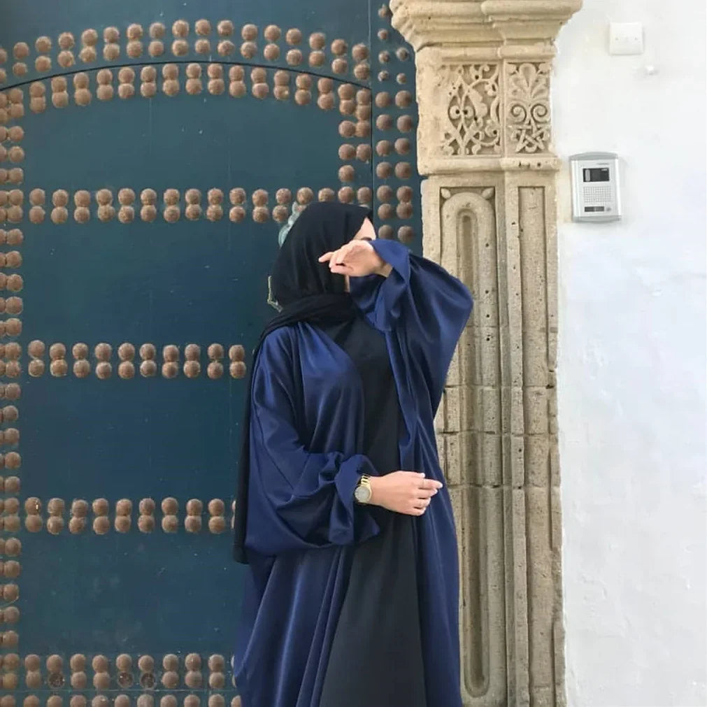 Summer Satin Open Abaya Kimono Muslim Long Hijab Dress Turkey Abayas for Women Dubai Puff Sleeve Islam Modest Outfit Kaftan Robe