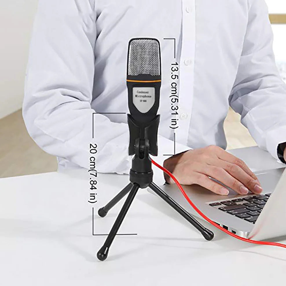 Microphone with Mic Stand, Professional 3.5mm Jack Recording Condenser Microphone Compatible with PC, Laptop, Singing and Gaming