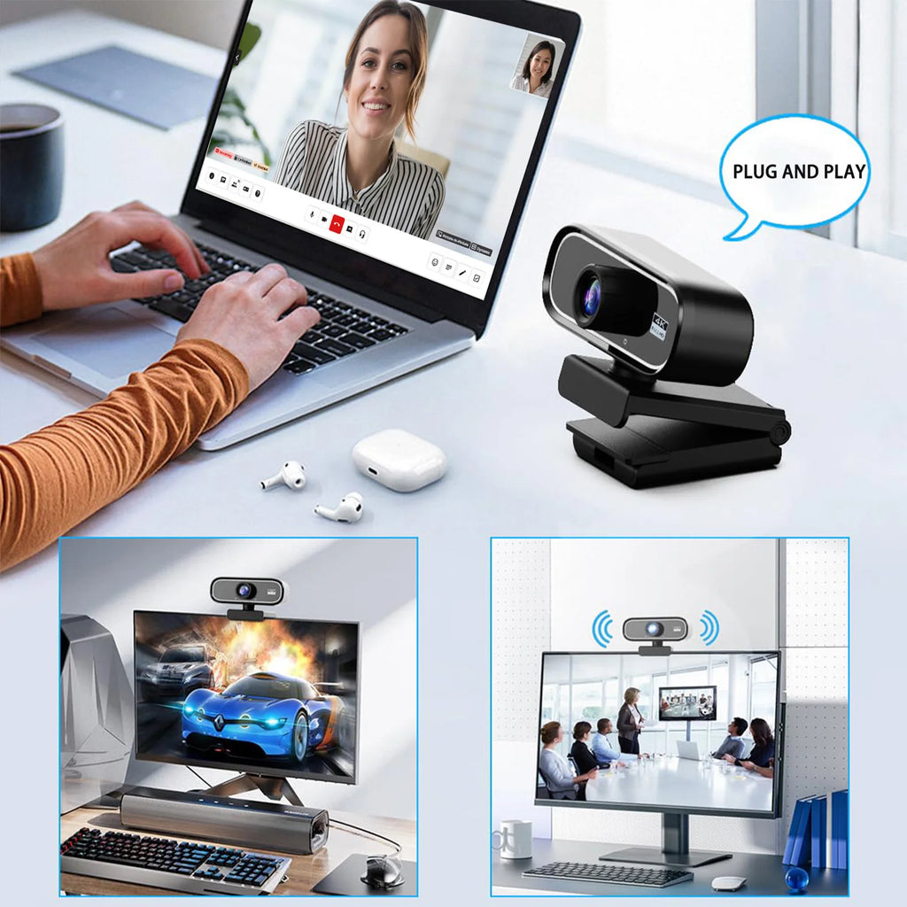 EXHQDR UHD 4K USB Webcam, New Upgraded Model with 120° Wide-Angle Lens and Manual Focus. This plug-and-play computer peripheral
