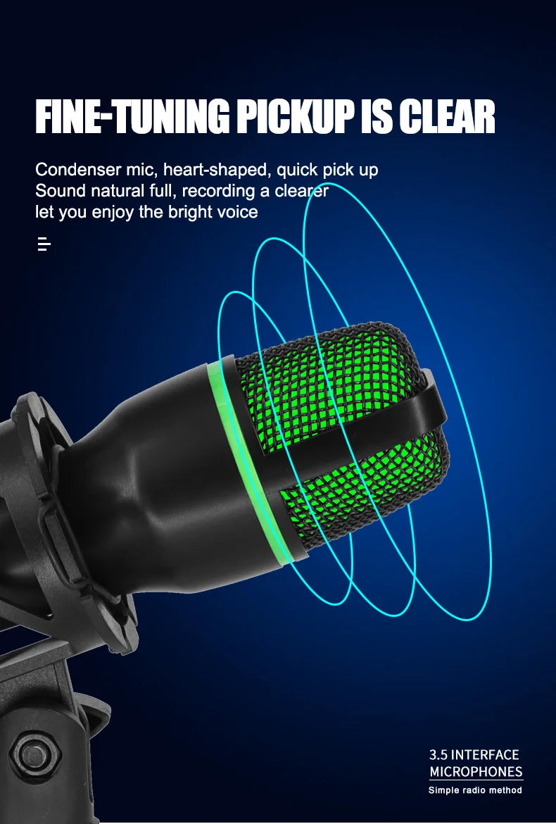 Professional USB Condenser Microphone For PC Laptop Streaming Video Games YouTube Podcasts  Vocals