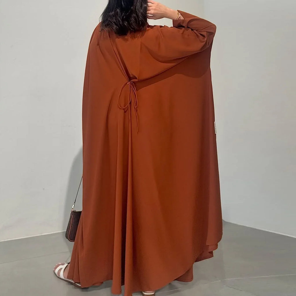 Eid Muslim Abaya for Women Cardigan Lace-up Solid Caftan Dresses Robe Jalabiya Ramadan Dubai Open Abayas Kaftan 2025 Vestidos