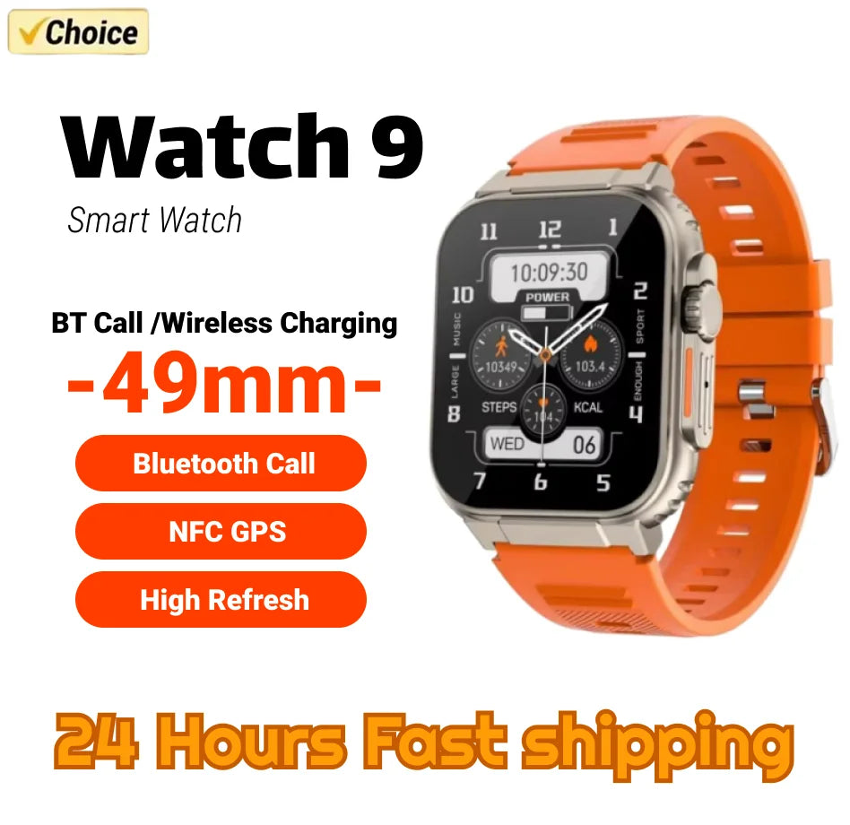 Watch 9 Ultra Smart Watch 49mm 2025 New NFC Men Women GPS Track Bluetooth Call BT Music Games Wireless Charging Smartwatch