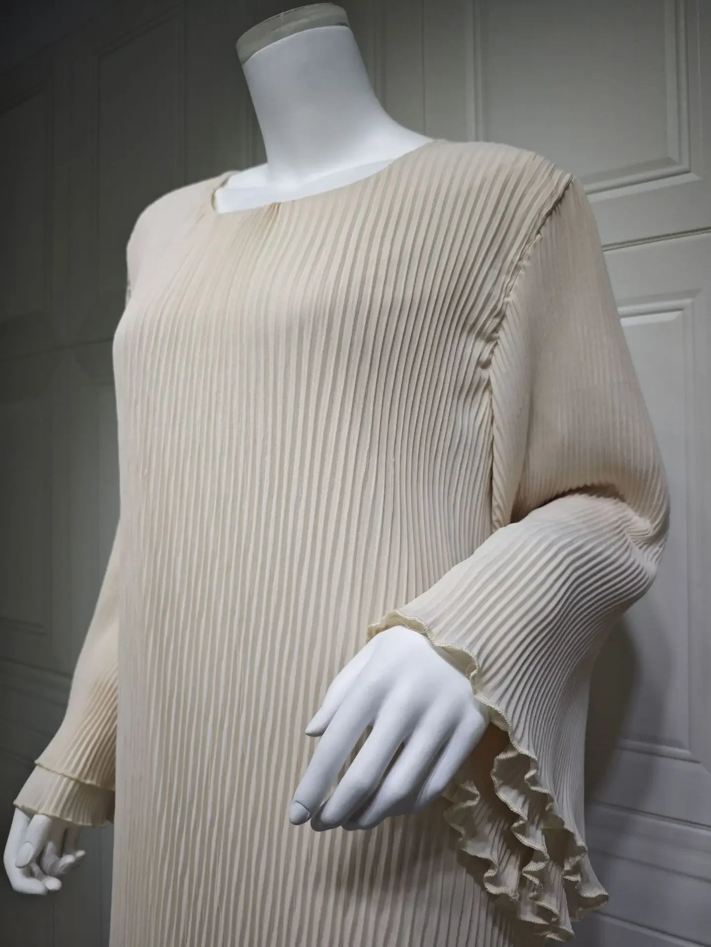 Eid Muslim Dress for Women Pleated Flare Sleeve Jalabiya Kaftan Islam Vestidos Arab Long Robe Ramadan Morocco Dubai Abayas 2025