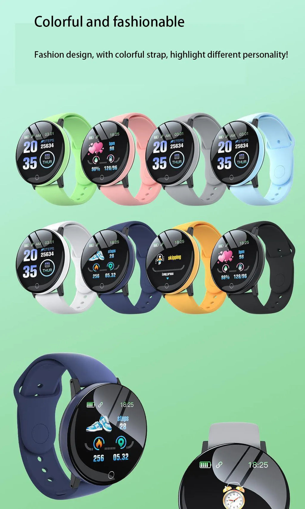 2025 New D18 Multifunctional Smart Watch Men & Women Bluetooth Connected Phone Music Fitness Sports Bracelet Sleep Monitor watch