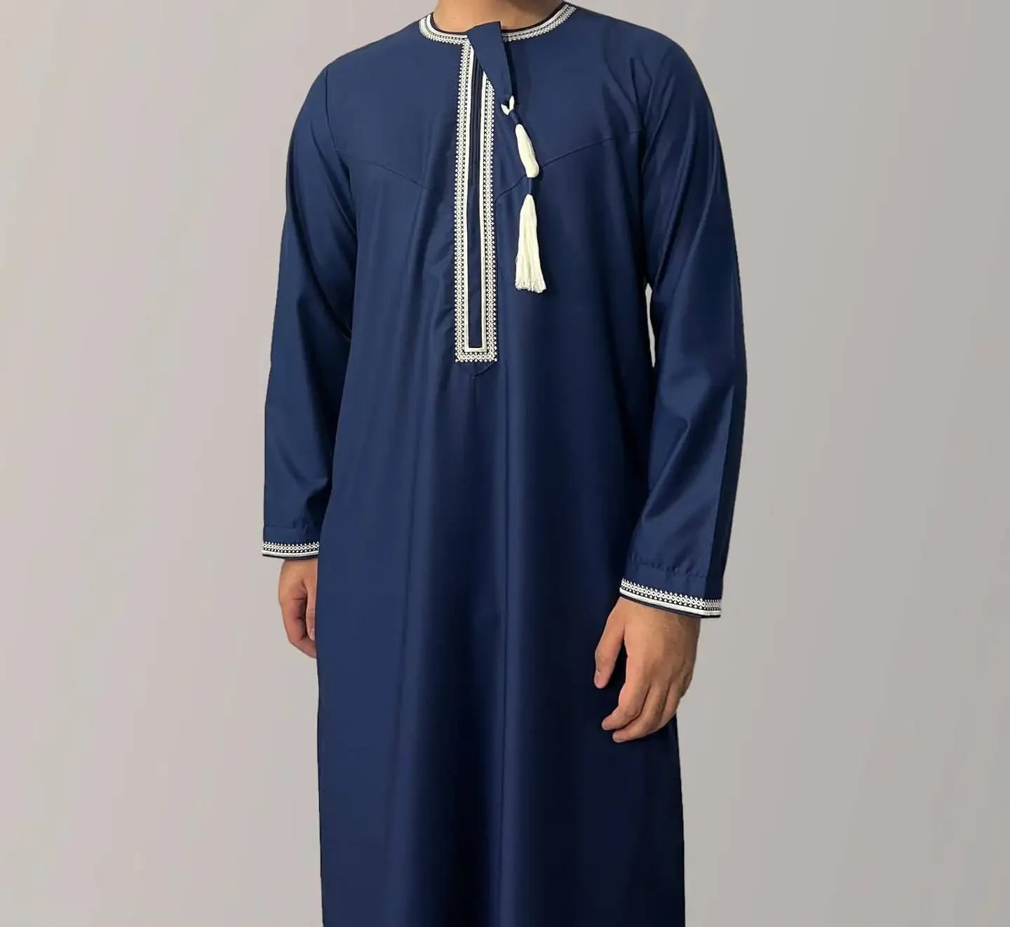New 2025 Men's Muslim Abayas Dress Long-sleeved Pullover Kaftan Robe Men Jubba Thobe Pakistan Saudi Arab Caftan Islamic Clothing
