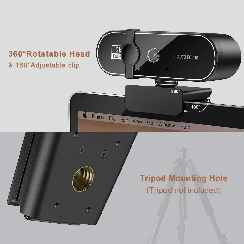 4K Full HD Webcam with Microphone Autofocus 8MP Website Camera for Windows PC Laptop IOS Macbook External Web Cam Video Calling