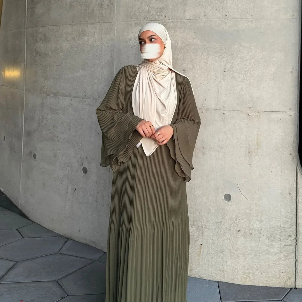 Eid Muslim Dress for Women Pleated Flare Sleeve Jalabiya Kaftan Islam Vestidos Arab Long Robe Ramadan Morocco Dubai Abayas 2025