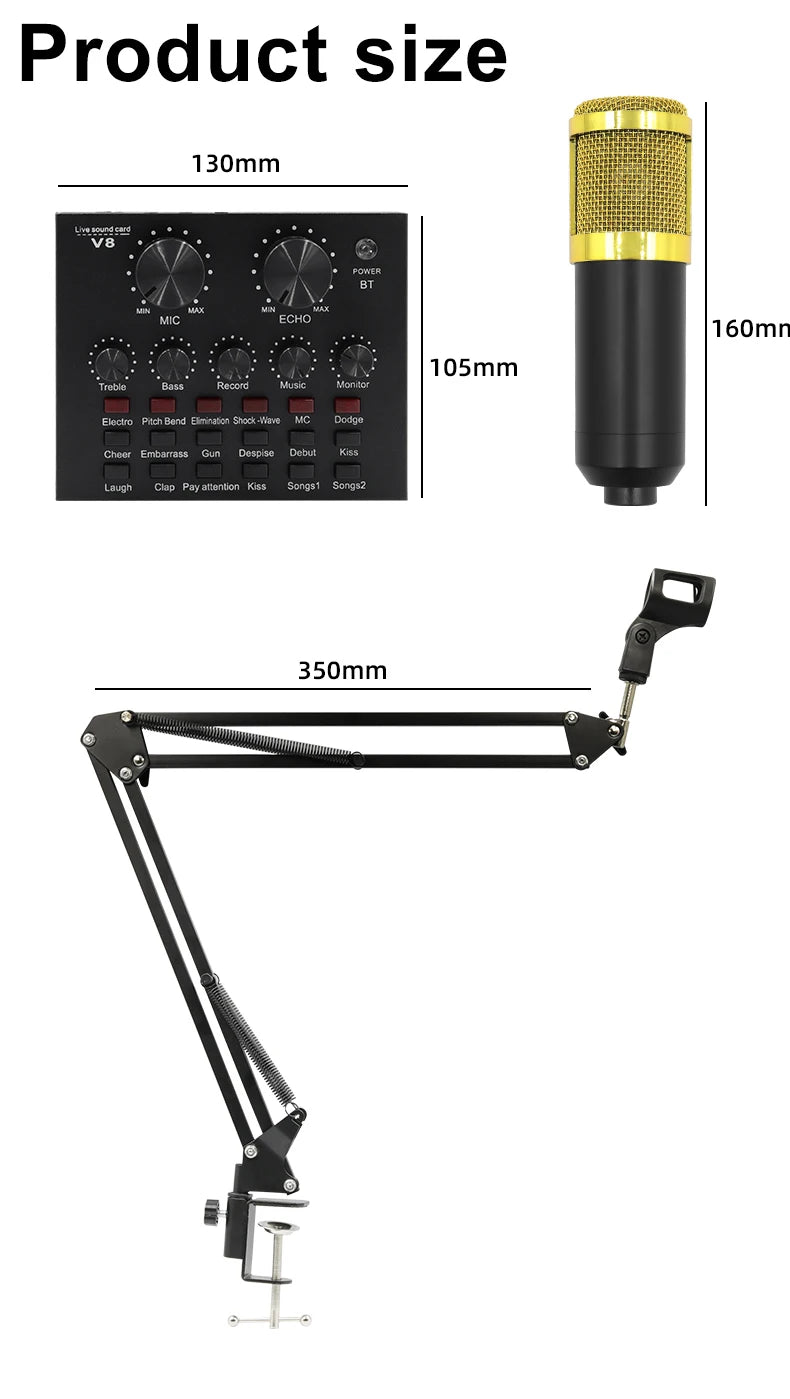 BM-800 Condenser Microphone Live Karaoke Song Chat Game Recording Microphone Mobile Phone Computer General Equipment